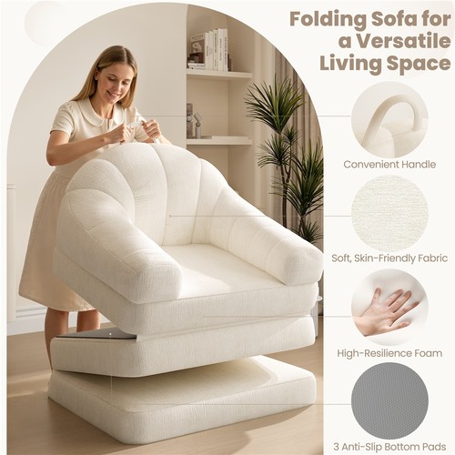 Folding plush convertible sofa - folding,