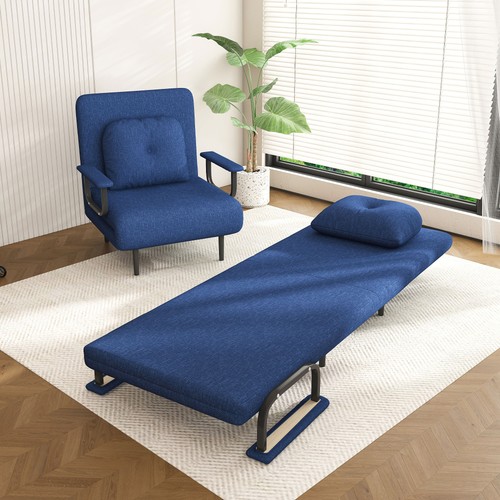 Blue folding sofa bed - 3-in-1,